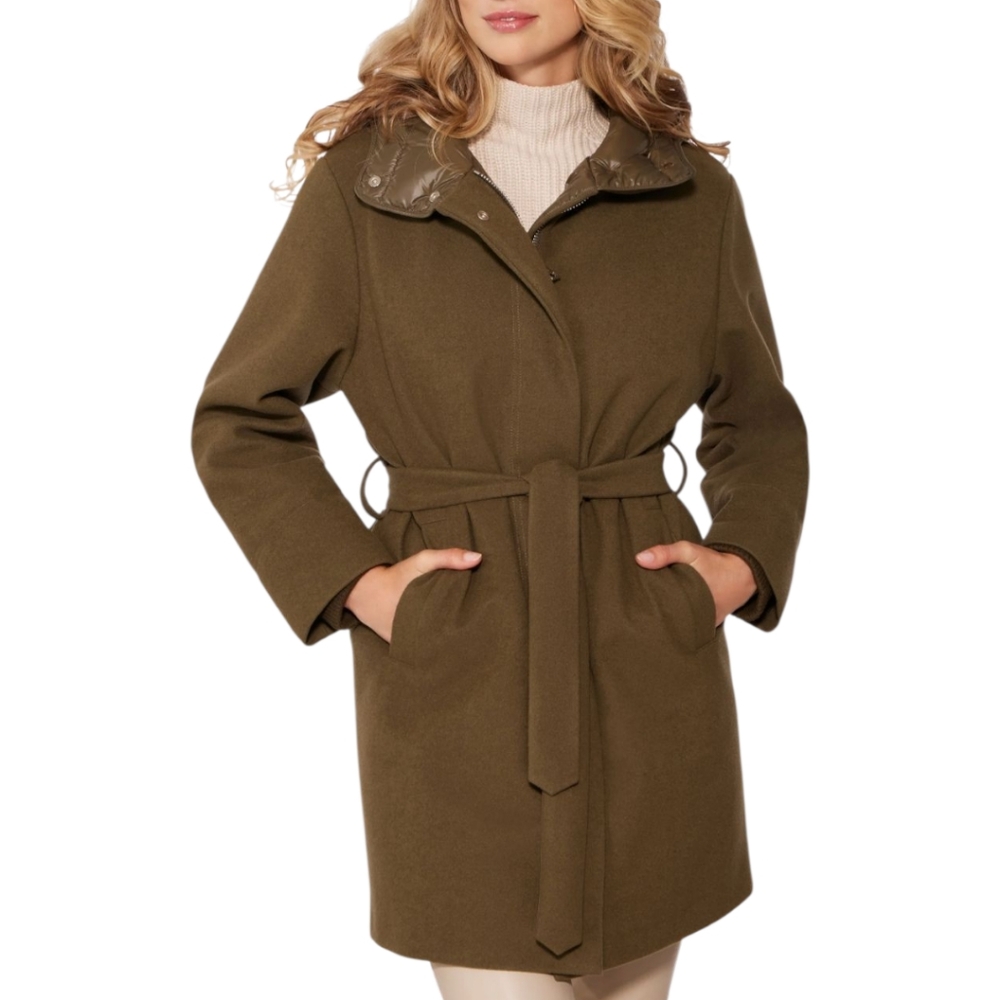 Women's Olive Belted Coat